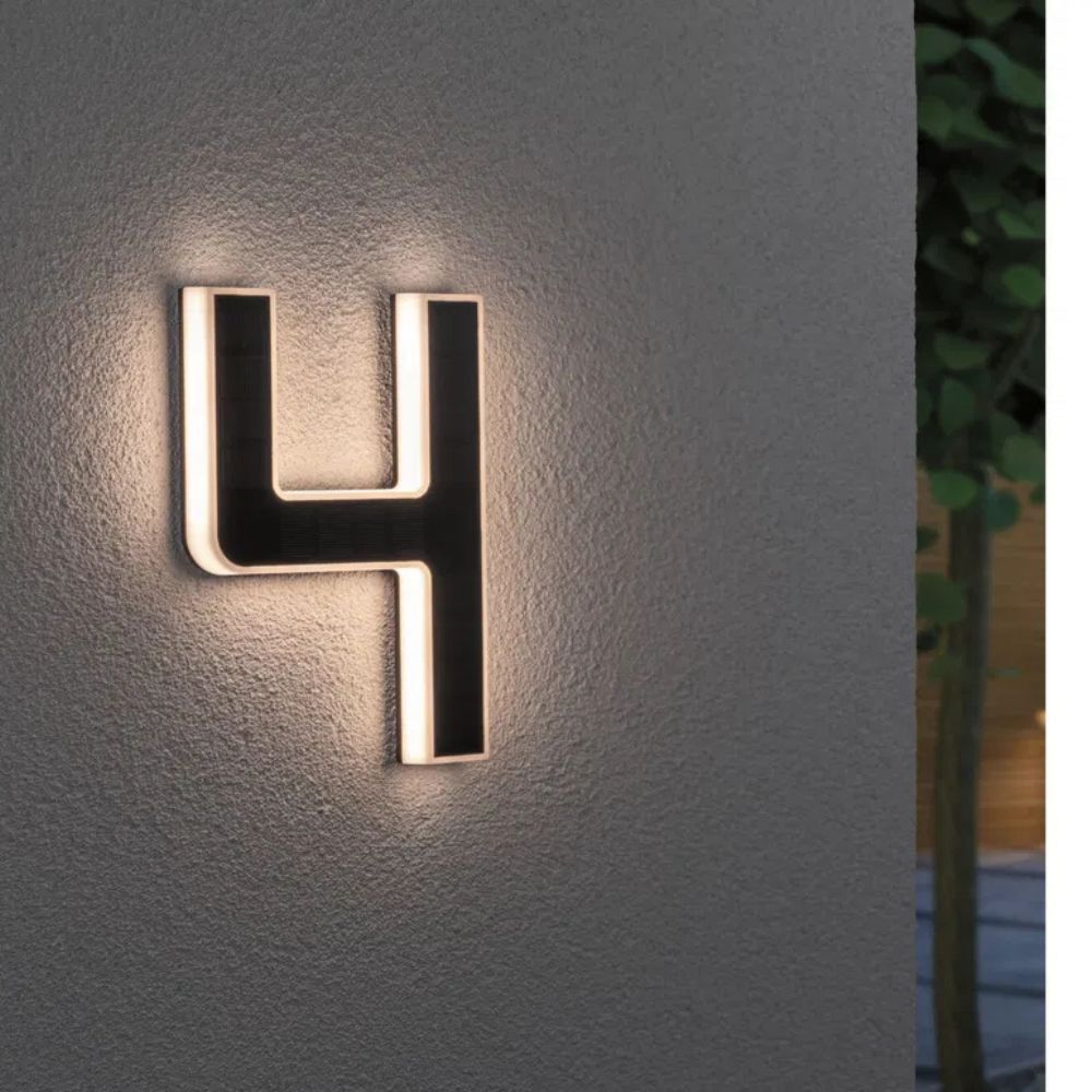Weatherproof solar powered LED house numbers, durable outdoor lighting for all conditions.
