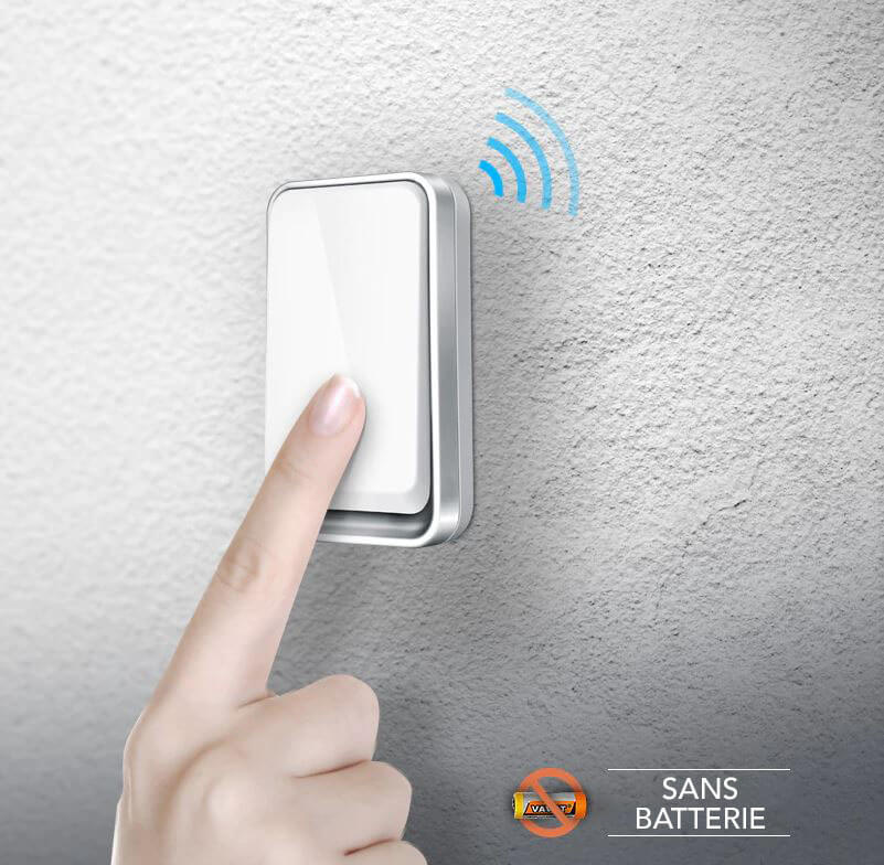 Kinetic-powered Sonivo smart doorbell. Battery-free, waterproof, & wireless for home & office door chimes.