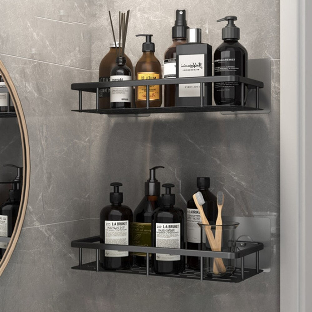 Modern design metal suction bath accessory shelf, stylish and practical home decor.