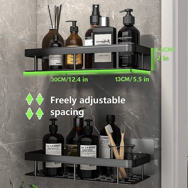 Multi-purpose metal suction utility shelf for organizing all your bathroom essentials.