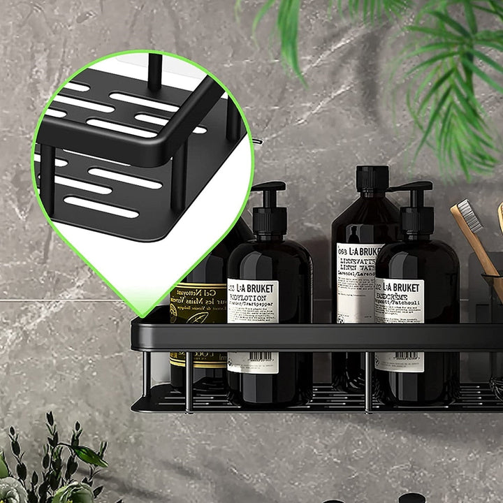Stylish silver metal suction wall organizer, enhancing modern bathroom home decor.