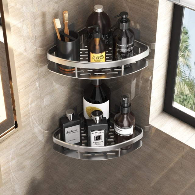 Versatile metal suction utility shelf, also great for kitchen organization & home decor.