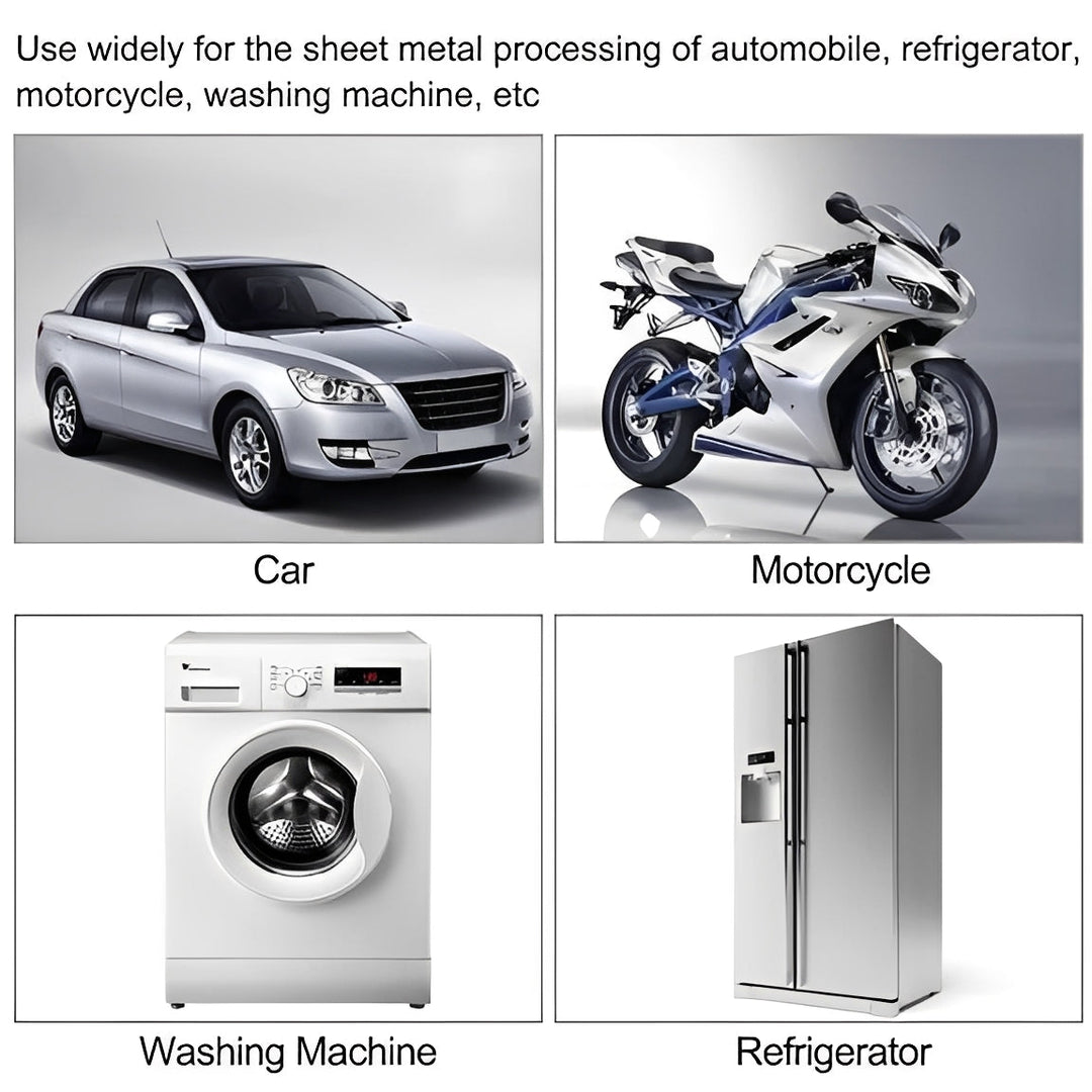 Home use dent repair kit. Stainless steel tools for paintless car dent, auto, & appliance metal repair.