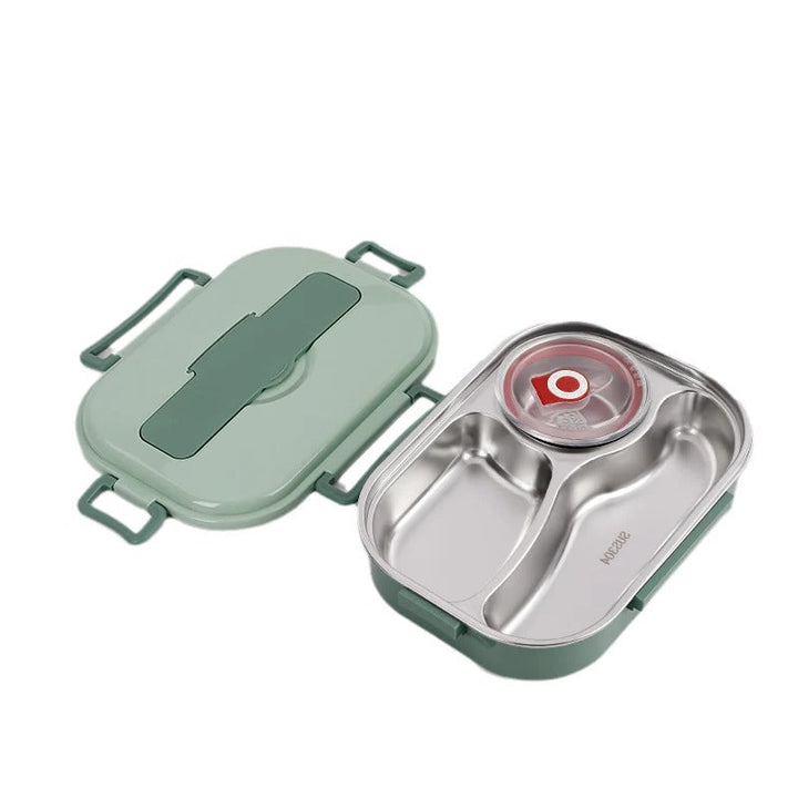 Insulated bento box, 4 leakproof compartments, perfect for meal prep on-the-go.