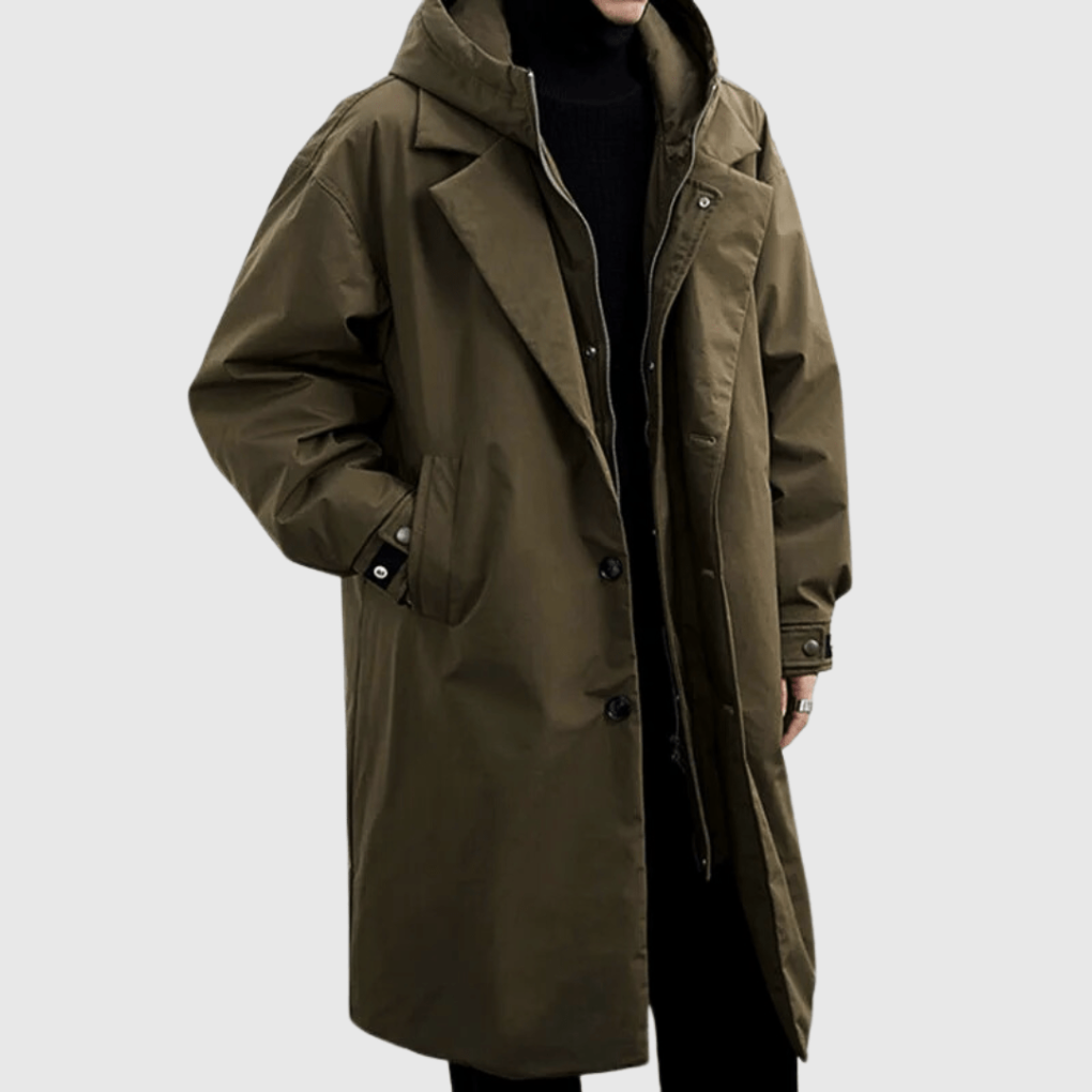 Stylish men's waterproof raincoat for all-weather protection. Lightweight rain jacket, ideal for commuter & travel.