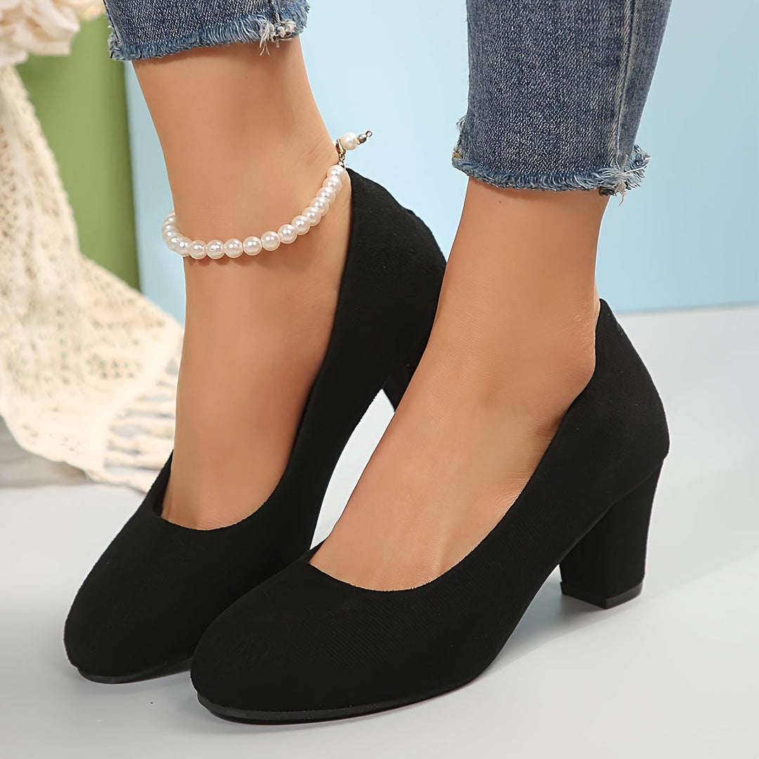 Fashionable women's heels, designed with arch support and a wide toe box for comfort.