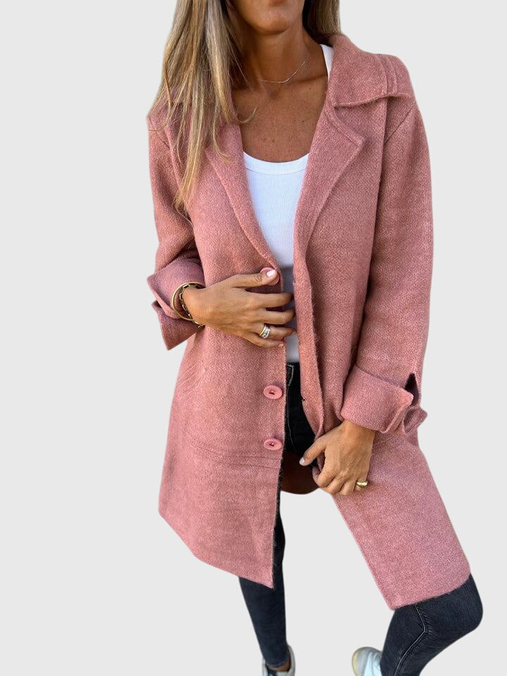 Women's relaxed longline blazer, a versatile layering piece for chic casual, office, & everyday fashion.