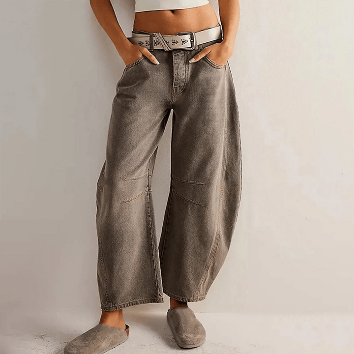 Comfortable women's high waist wide leg jeans, a versatile bottom for casual fashion and effortless everyday wear.