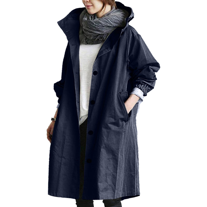 Casual women's long waterproof trench coat, a stylish choice for everyday all-weather protection.