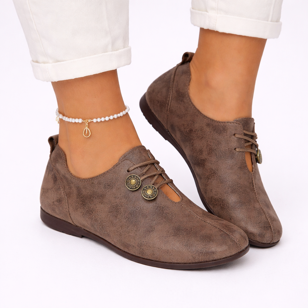 Soft slip-on women's loafers with orthopedic support, providing cushioned comfort for everyday casual wear.