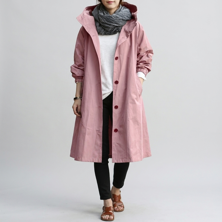 Practical & stylish oversized women's rain coat. Perfect fall/spring jacket for water-resistant protection.