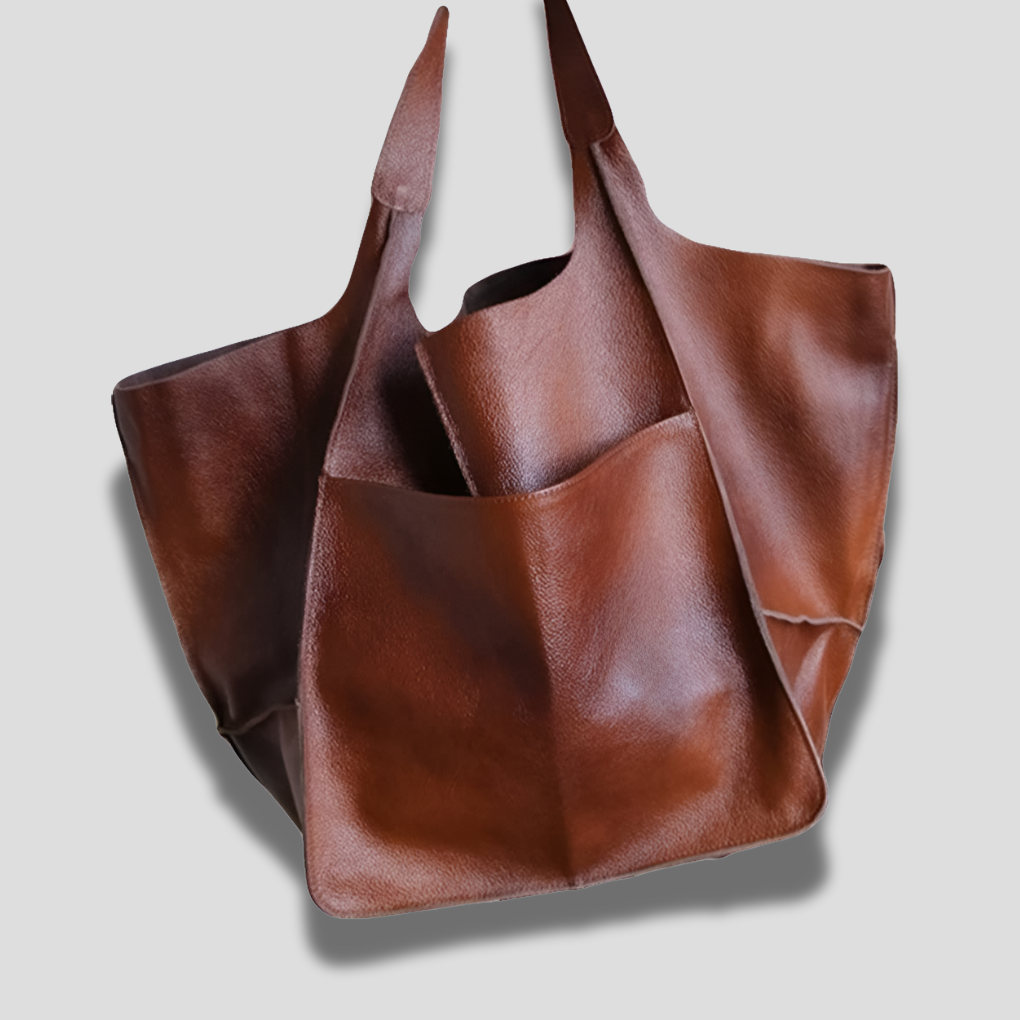 Chic women's oversized PU leather shoulder bag, a spacious everyday tote & versatile fashion accessory.