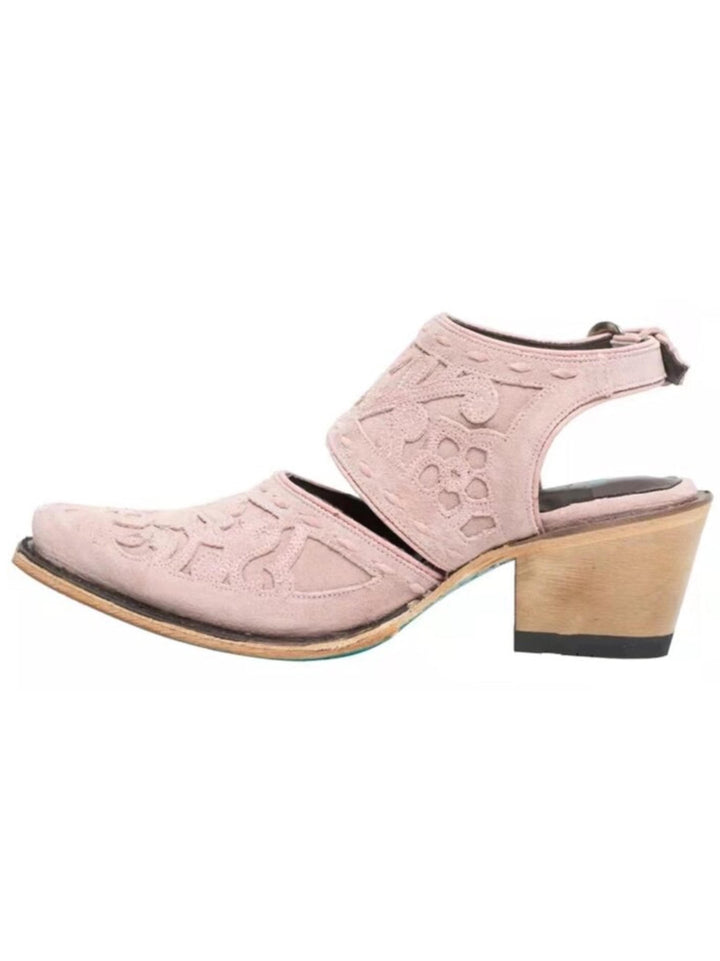 Stylish women's pink embroidered ankle cowgirl boots with western design, perfect for fashion and festivals.