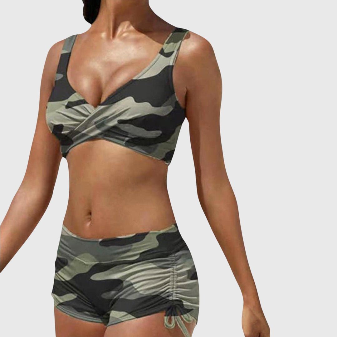 Stylish women's two-piece bikini set for beachwear, featuring a chic design & comfortable fit for summer.