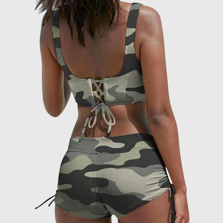Chic women's bikini swim set perfect for beach vacations, poolside relaxation, & stylish summer fashion.