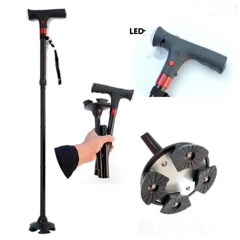 Unisex SureStep foldable travel cane for independent living, with bright LED light for enhanced visibility.