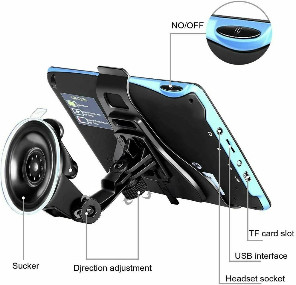 7-inch Car GPS navigation for easy road trips, universal vehicle electronics for driving aid.