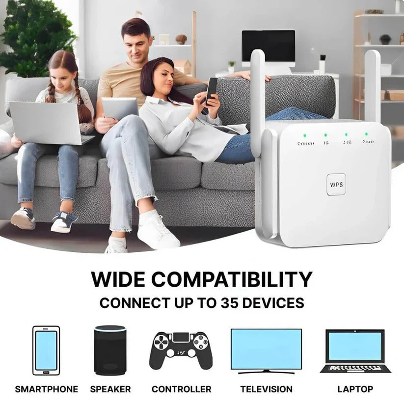 TavvitaImp011 high-speed WiFi booster. Enhance internet, eliminate dead zones, perfect for streaming.
