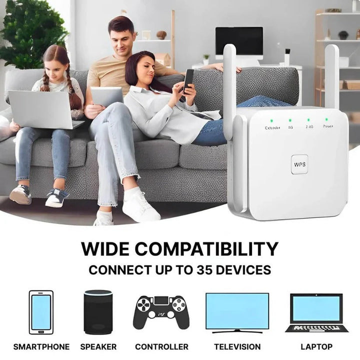 TavvitaImp011 high-speed WiFi booster. Enhance internet, eliminate dead zones, perfect for streaming.