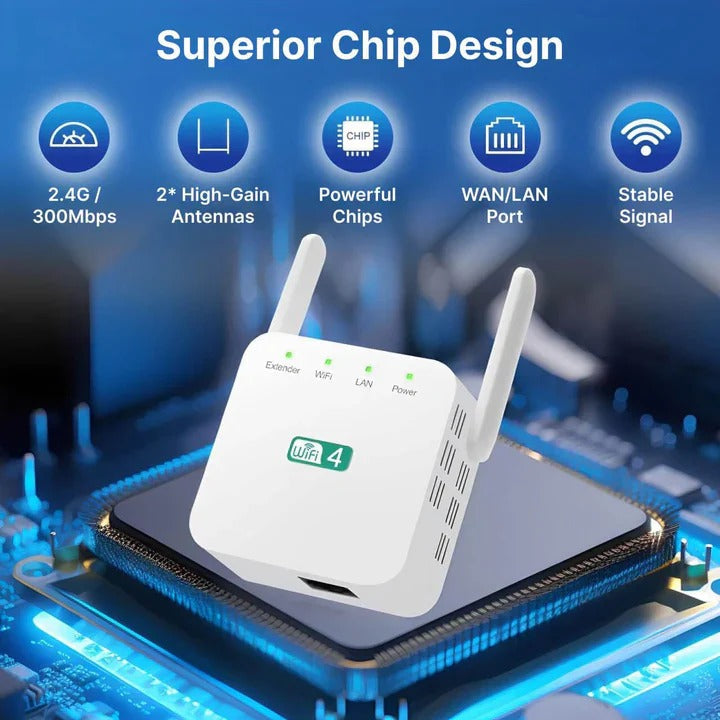 High-speed WiFi repeater TavvitaImp011. Enhances home network, universal compatibility, no more buffering.