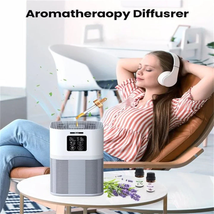 H13 HEPA air purifier for severe allergies. Effectively removes pet dander, dust, pollen, and other airborne particles.