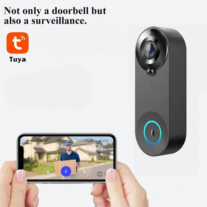 Easy setup wireless smart home doorbell camera, featuring HD security video and instant motion alerts.