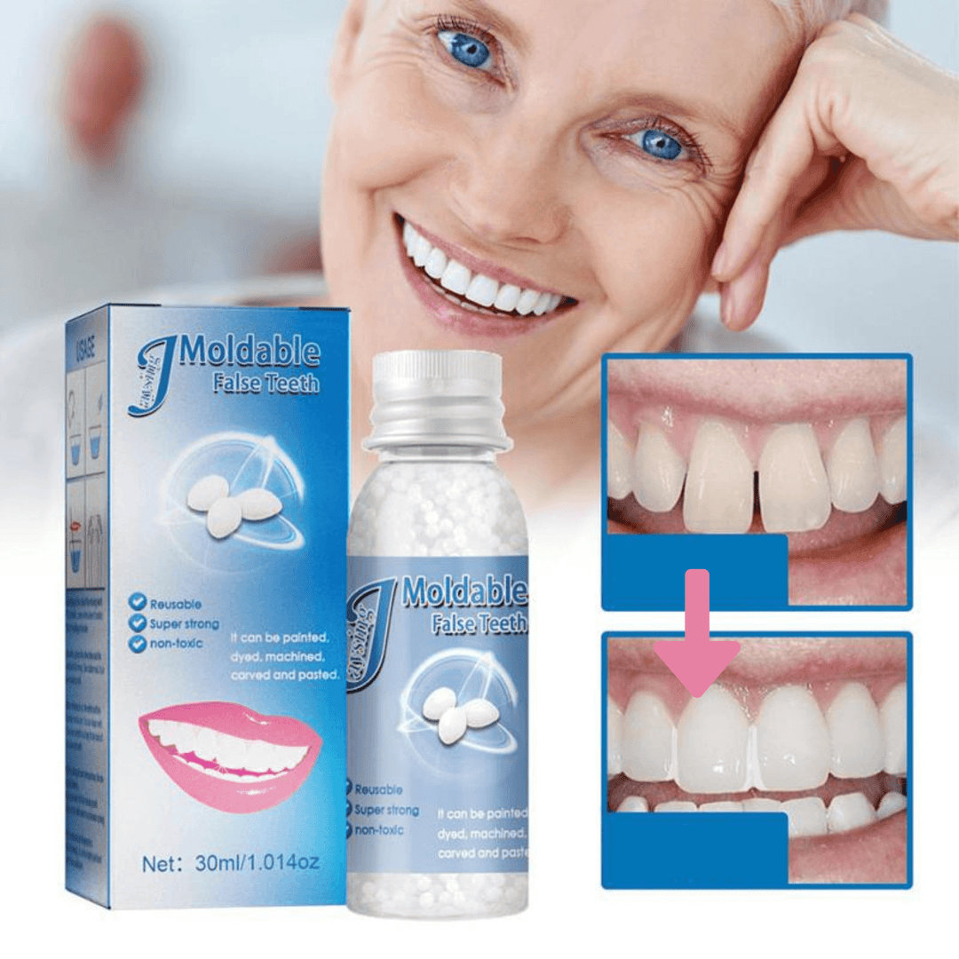 Temporary dental repair beads for emergency tooth filling, fixing missing or broken teeth for a confident, cosmetic smile.