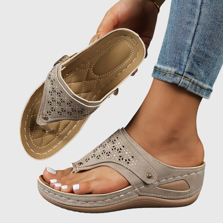 Full view of Theodoros women's platform ankle strap sandals, offering a blend of comfort & elegance.