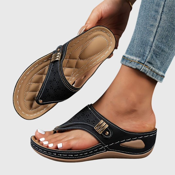 Casual elegant Theodoros women's sandals, black platform with a supportive ankle strap and chunky heel.