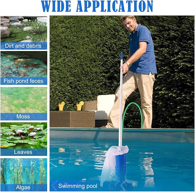 TIDYPOOL Manual Pool Vacuum: Lightweight, garden hose connected cleaner for clear pools, spas & ponds.