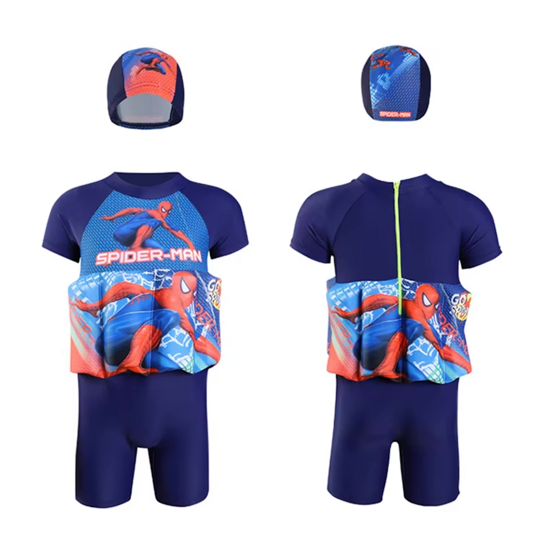 Kids' UV 50+ sun block swim vest for beach & pool, with built-in protective shorts.
