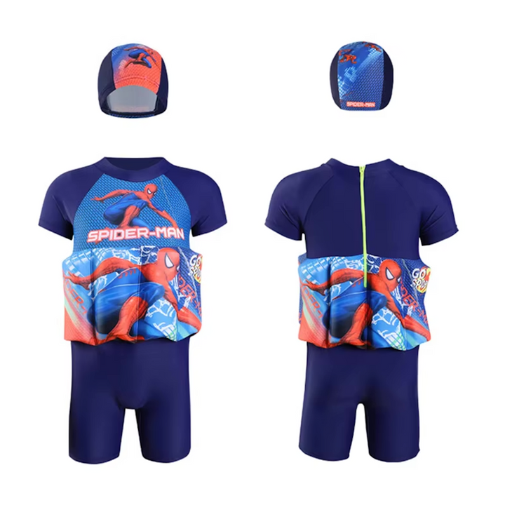 Kids' UV 50+ sun block swim vest for beach & pool, with built-in protective shorts.
