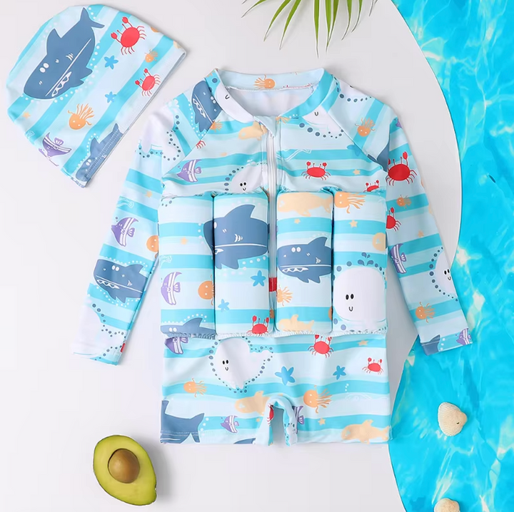 High-quality toddler float vest, UV 50+ sun protection, with comfortable built-in shorts.