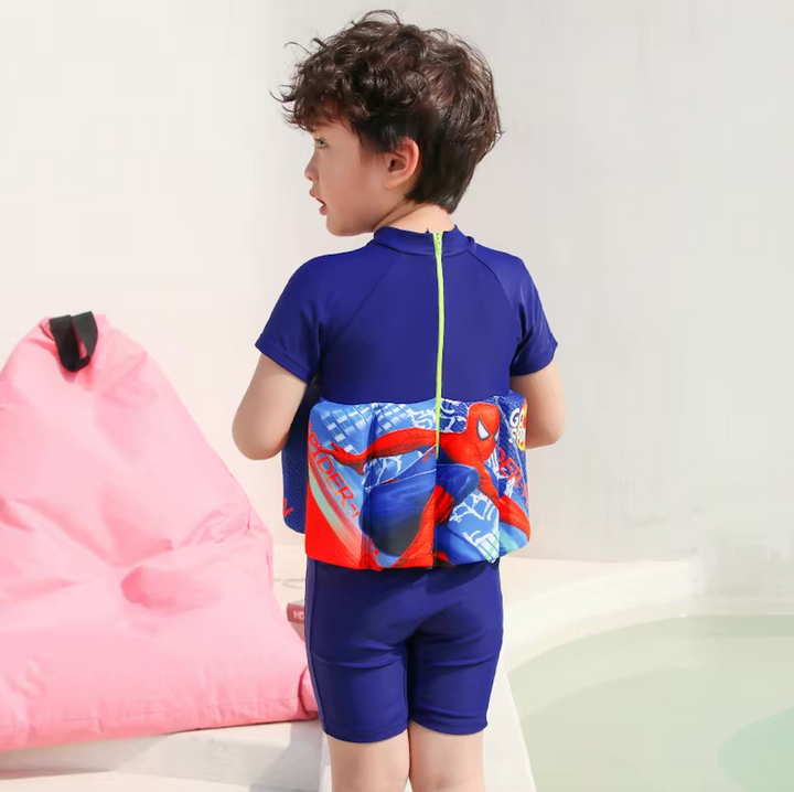 Swim vest for toddlers, offering UV 50+ sun block and comfortable built-in shorts.