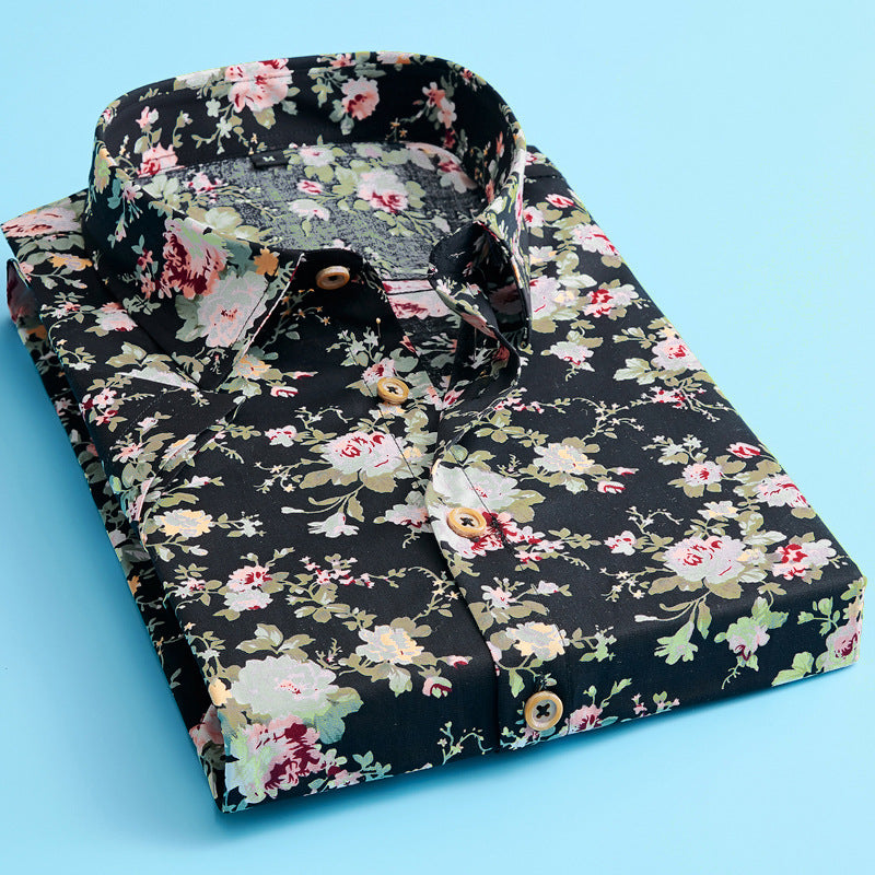 Stylish men's floral short sleeve shirt, a trendy summer fashion top for vacation or beach outfits.