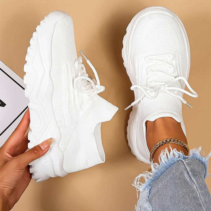 Trendy women's lace-up sneakers with a chunky sole for casual outfits & all-day comfortable walking.