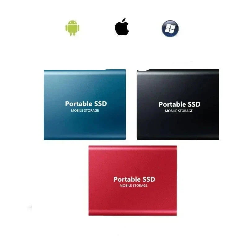 Compact 128GB portable external SSD. High-speed USB drive for data backup, gaming, & travel storage. Aluminum finish.
