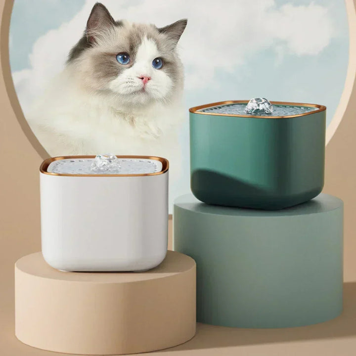 Sleek, ultra-quiet automatic pet water dispenser providing fresh, filtered water for cats and dogs.