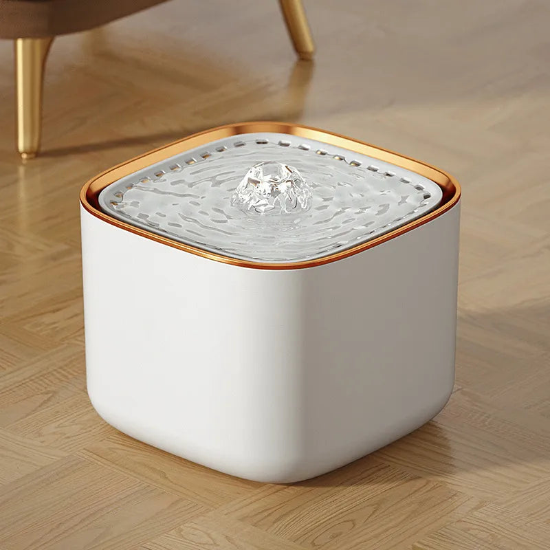 Modern automatic pet water fountain (12.7 cup) for cats & dogs, with quiet operation & water filtration.