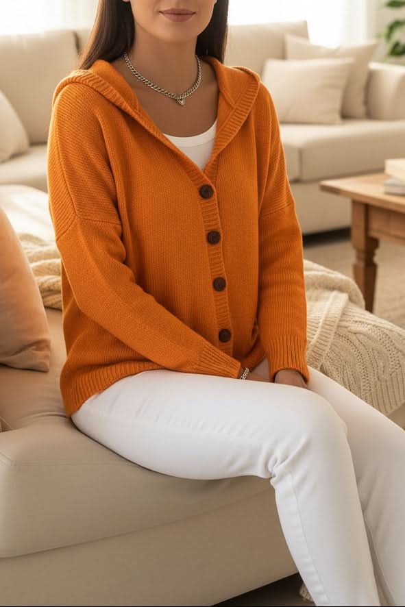 Women's hooded sweater cardigan, a versatile piece for casual style and year-round warmth.