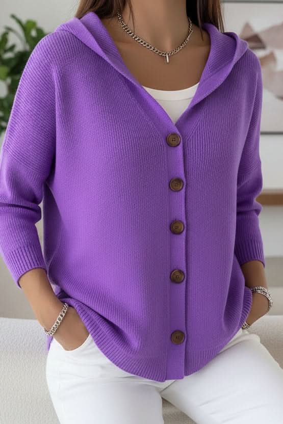 Everyday women's hooded cardigan, ultra-soft knit for ultimate comfort and casual layering.
