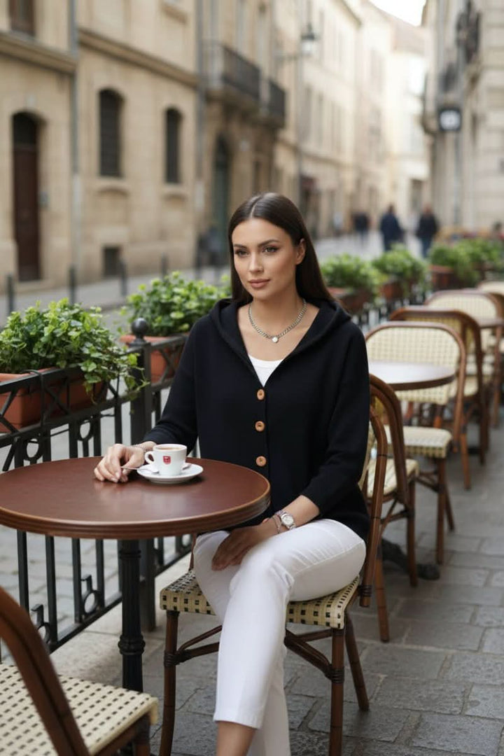 Cozy hooded cardigan for women, perfect for relaxed casual layering and ultimate comfort.