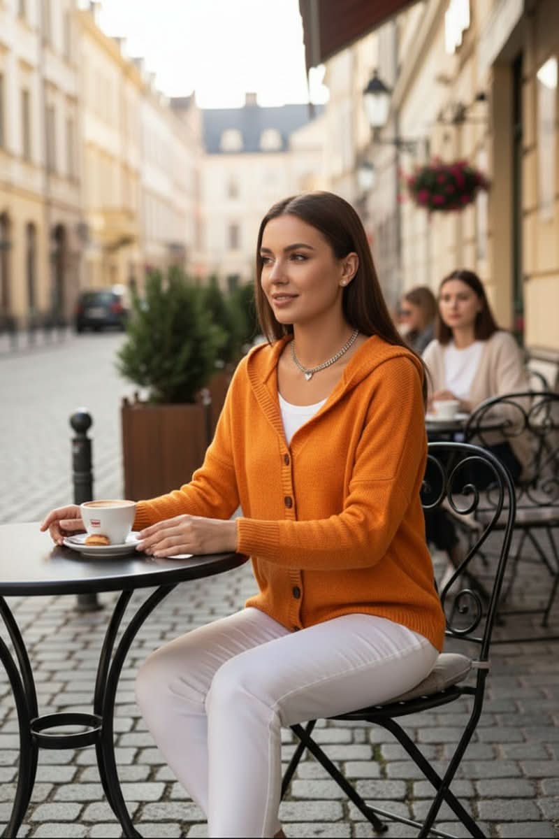 Ultra-soft knit hooded cardigan for women, an everyday comfort and lounge wear staple.