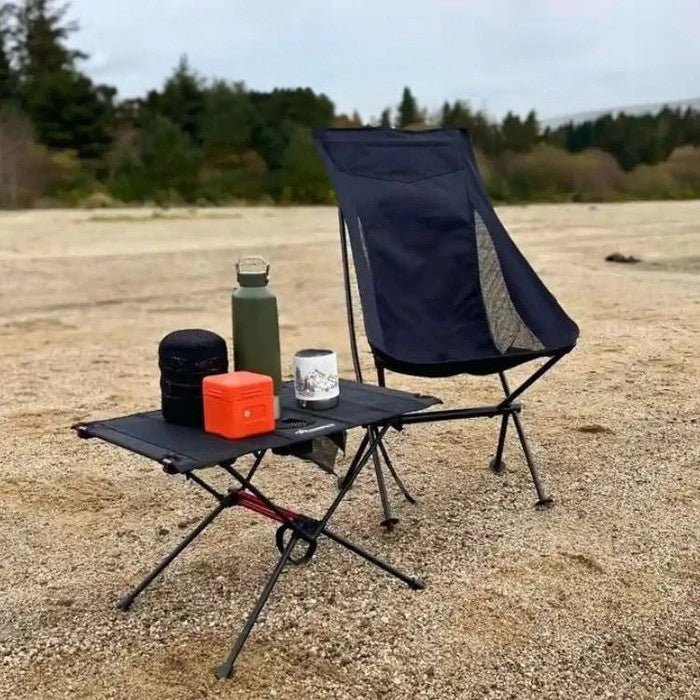 Ultralight portable folding camping chair for outdoor adventures, backpacking, beach, or festivals. Compact travel gear.