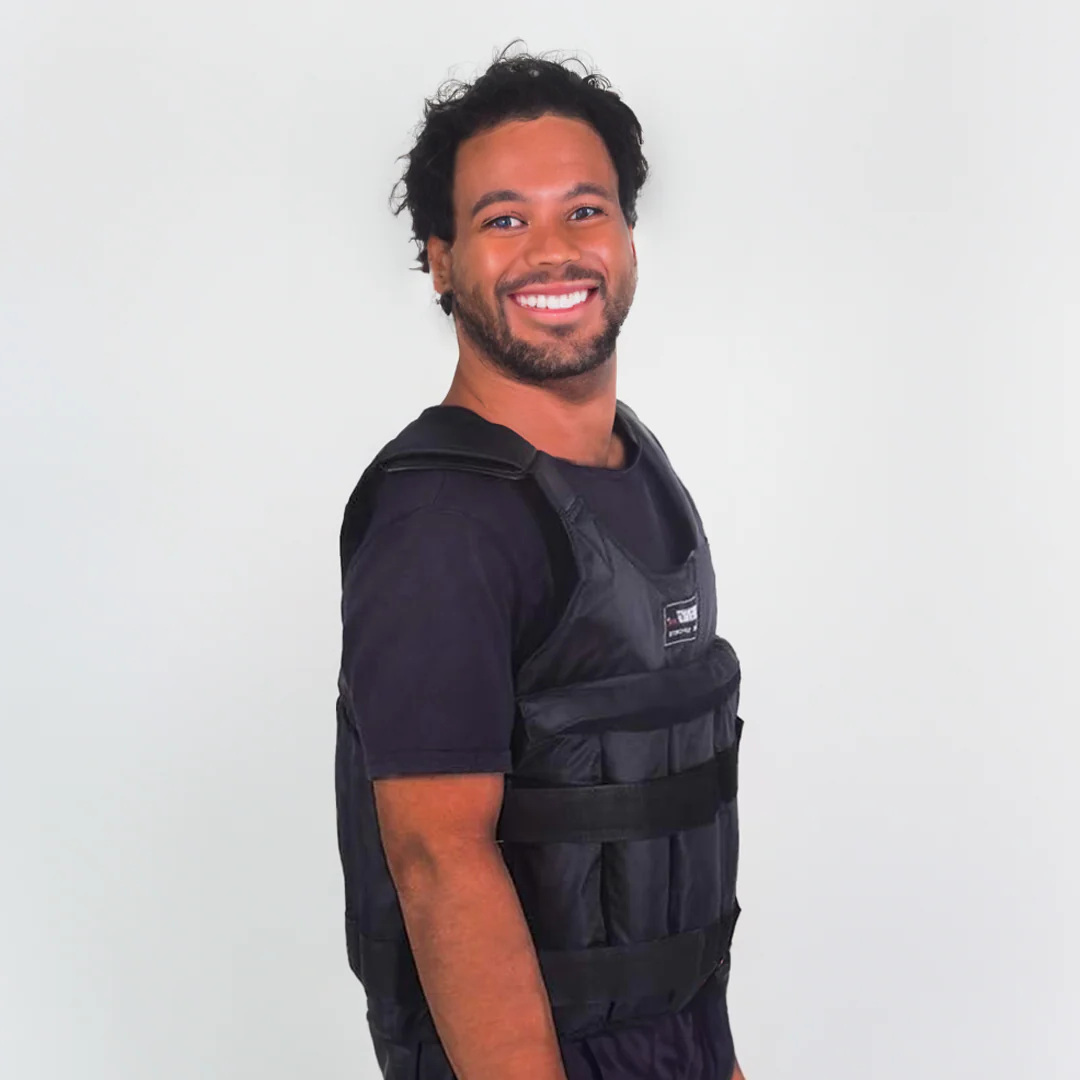 Versatile 110 lb adjustable weighted vest for men & women. Great for strength, cardio, and endurance workouts.
