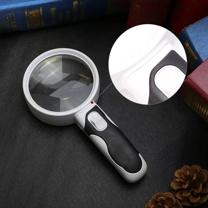 Unisex 20X LED magnifying glass, perfect vision aid for reading books & hobbies. Reduces eye strain for seniors.