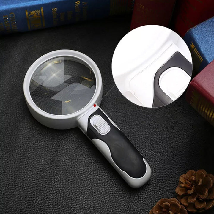Unisex 20X LED magnifying glass, perfect vision aid for reading books & hobbies. Reduces eye strain for seniors.