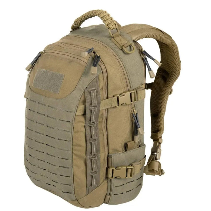 Detailed view of 30L+ tactical commando backpack, featuring durable construction & ample storage.