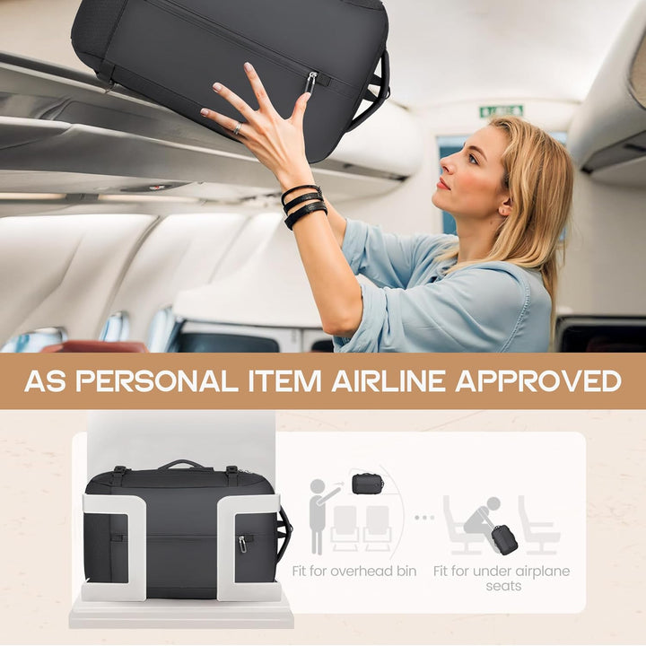 Expandable 40L unisex backpack with water-resistant fabric, USB charging & secure 17-inch laptop compartment.