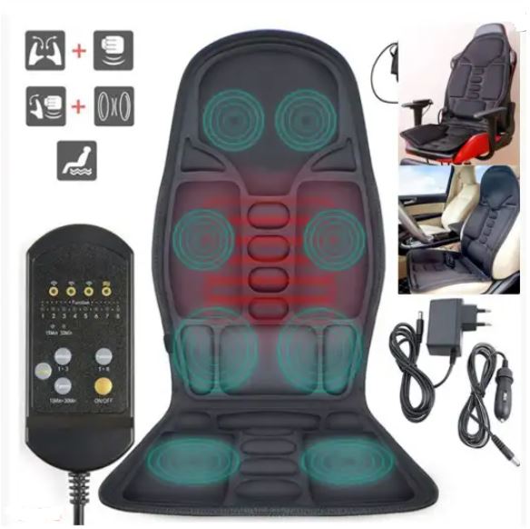 Unisex 8-mode massage chair pad with heated back and neck cushion for full body relaxation & muscle relief.